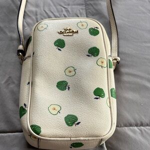 Coach Cream Crossbody with Green Apple Print